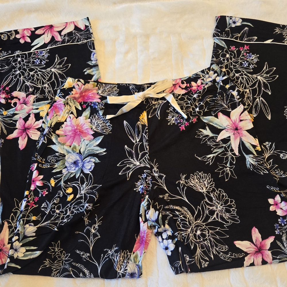 Soma Black Floral Pajama Pants
